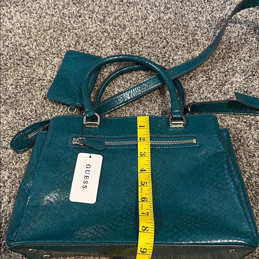 NWT Guess Moon Light Python Deep Teal Satchel NWT - image 11